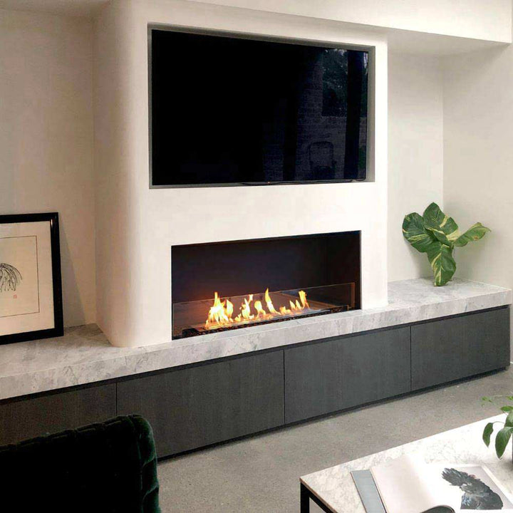 Flex 42SS Single Sided Ethanol Fireplace Insert Traditional Living Room Leather Sofa
