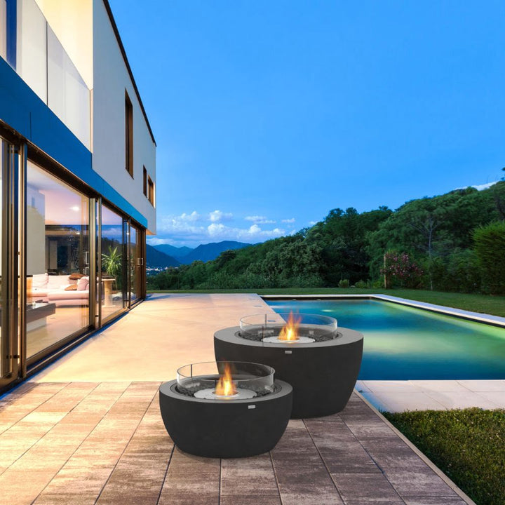 Pod-30-Ethanol-Fire-Pit-Table-Graphite-Blue-Sky-Sun