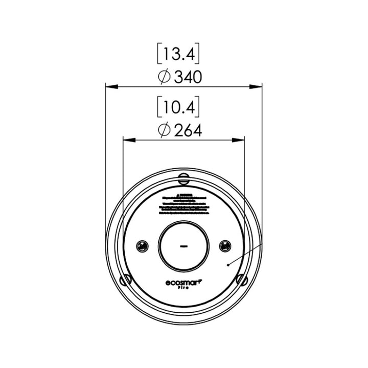 T-Lite 3 Ethanol Fireplace Technical Drawing Plan View