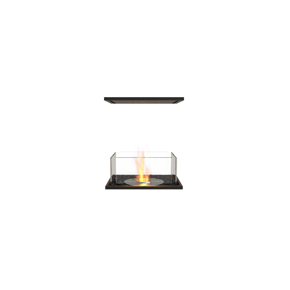 Flex 18IL Modern ethanol fireplace with glass cover on a white background