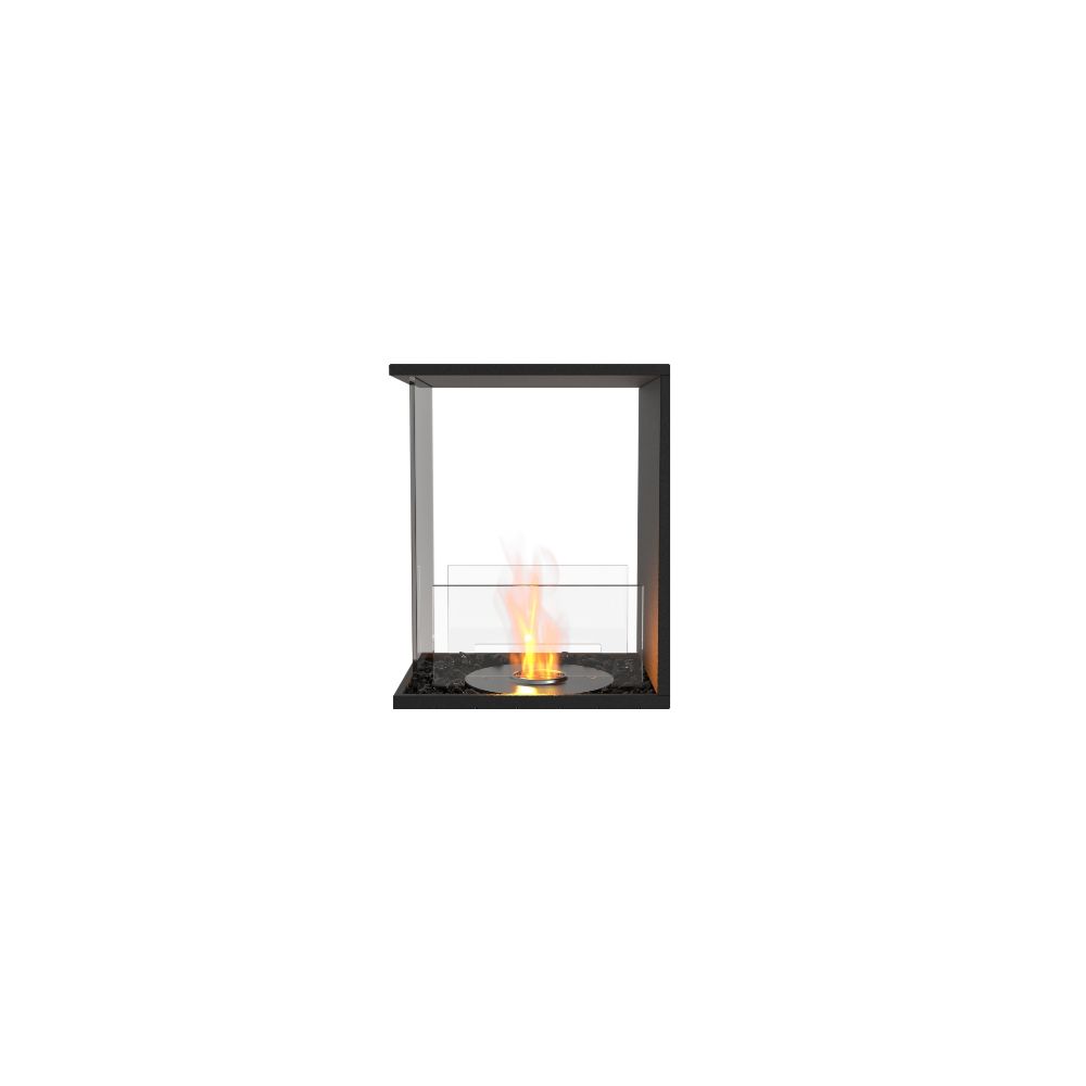 Flex 19PN Modern ethanol fireplace with glass front on a white background