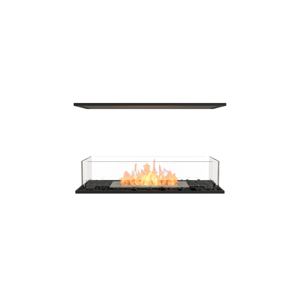 Flex 32IL Modern ethanol fireplace with glass cover on a white background