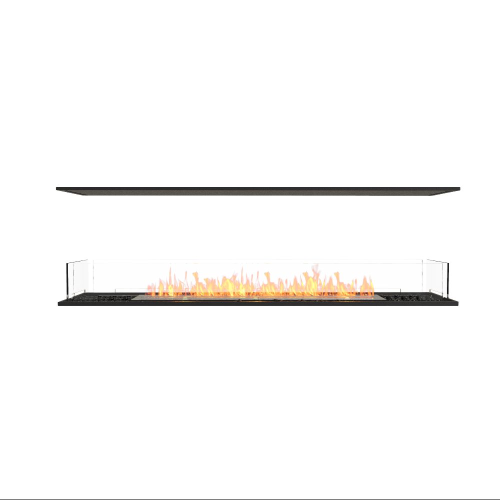 Flex 68IL Modern ethanol fireplace with flames on a white background
