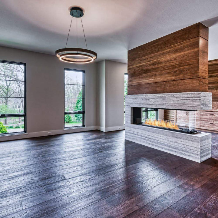 flex 68pn peninsula ethanol fireplace insert timber finish light glow