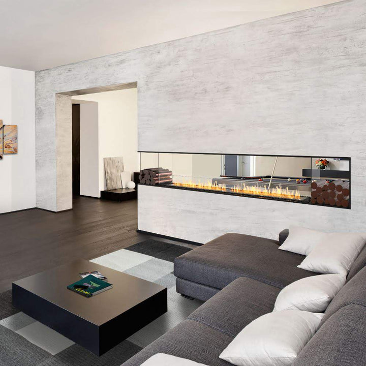 flex 68pn peninsula ethanol fireplace insert white marbel dark coffee table