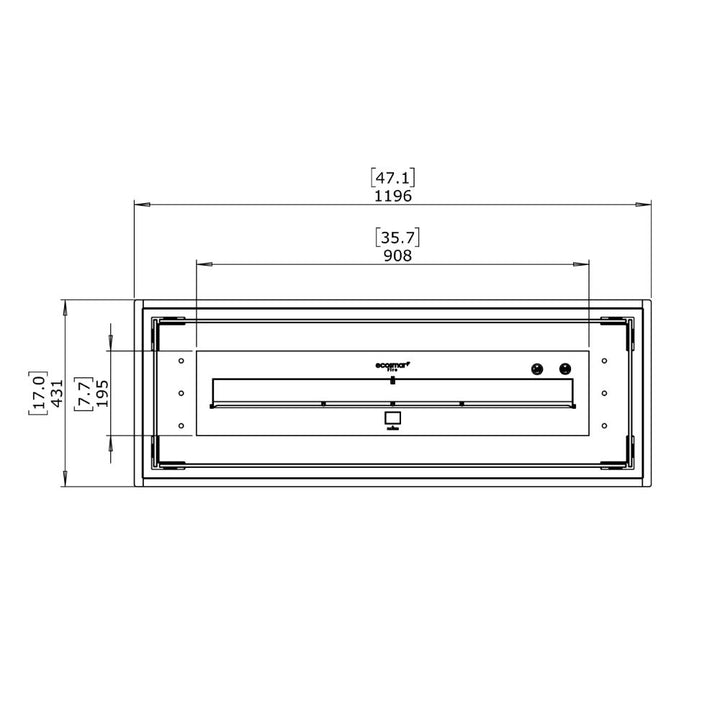 linear 50 ethanol burner kit Technical Drawing Plan View