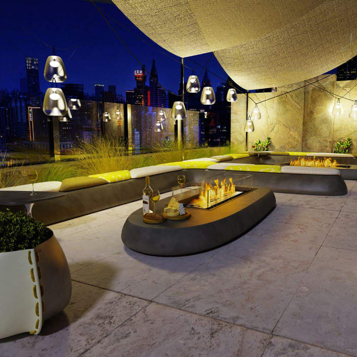 linear 50 ethanol burner kit installed evening patio