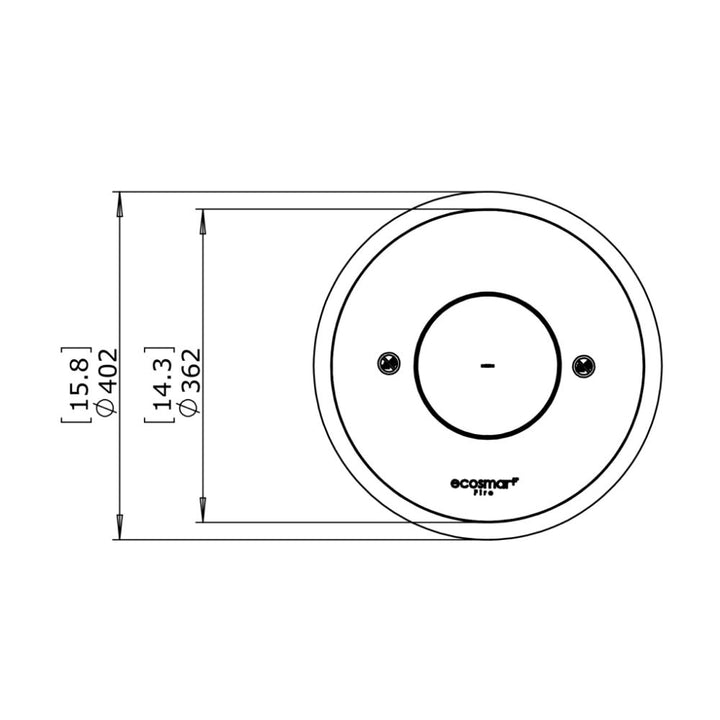 AB8 Ethanol Burner Insert Technical Drawing Plan View