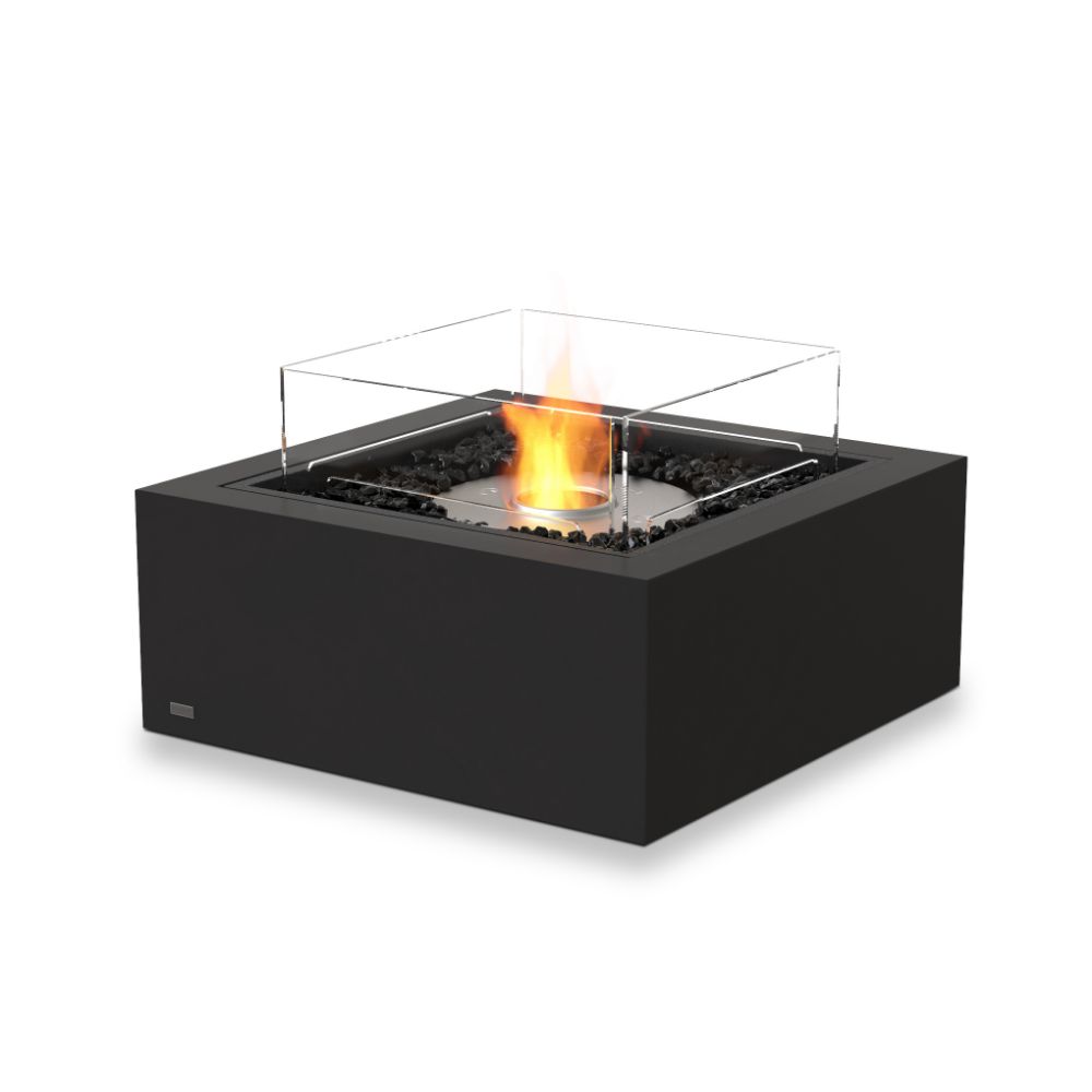 Base 30 Ethanol Fire Pit Table Graphite Stainless Steel Burner Screen