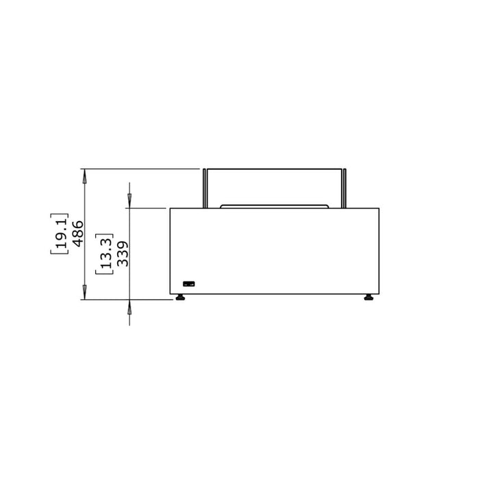 Base 30 Ethanol Fire Pit Table Technical Drawing Front View