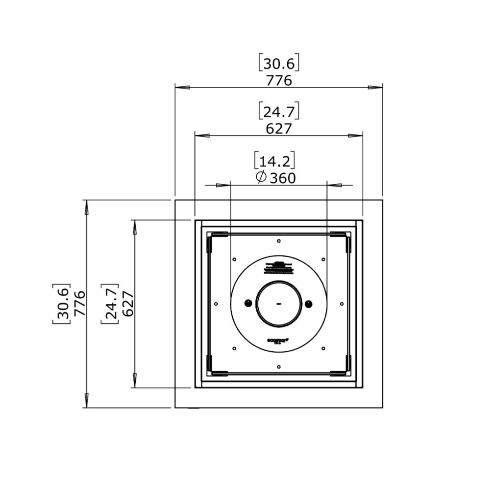 Base 30 Ethanol Fire Pit Table Technical Drawing Plan View