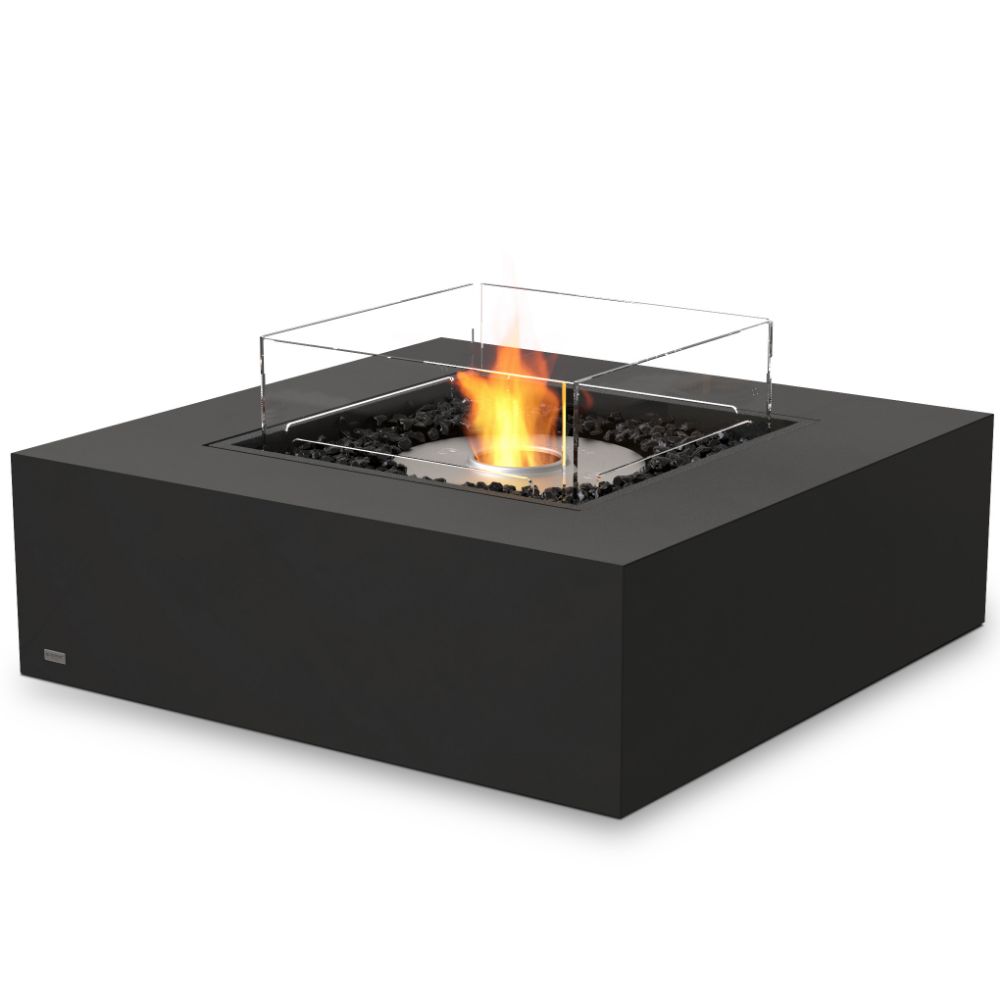 Base 40 Ethanol Fire Pit Table Graphite Stainless Steel Burner Screen