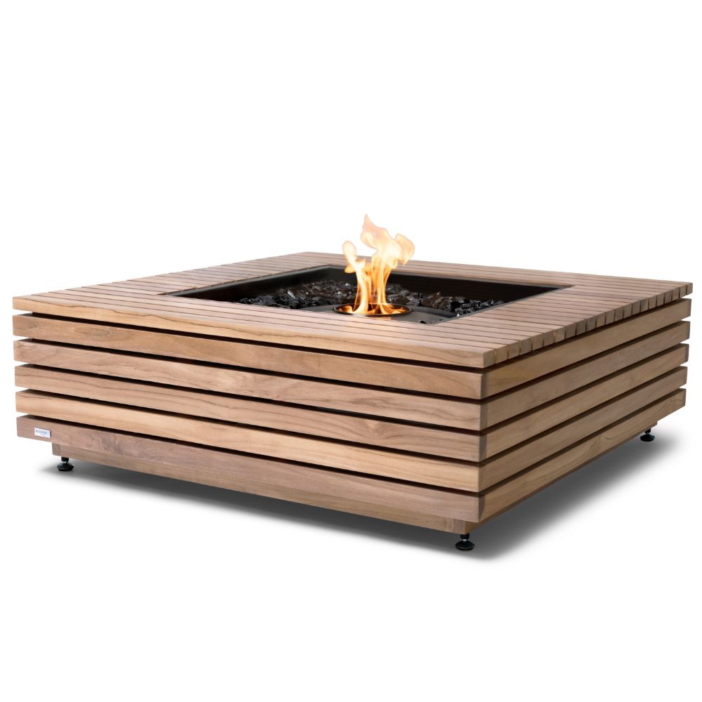 Base 40 Ethanol Fire Pit Table Teak Black Burner