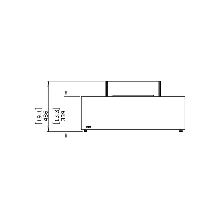 Base 40 Ethanol Fire Pit Table Technical Drawing Front View