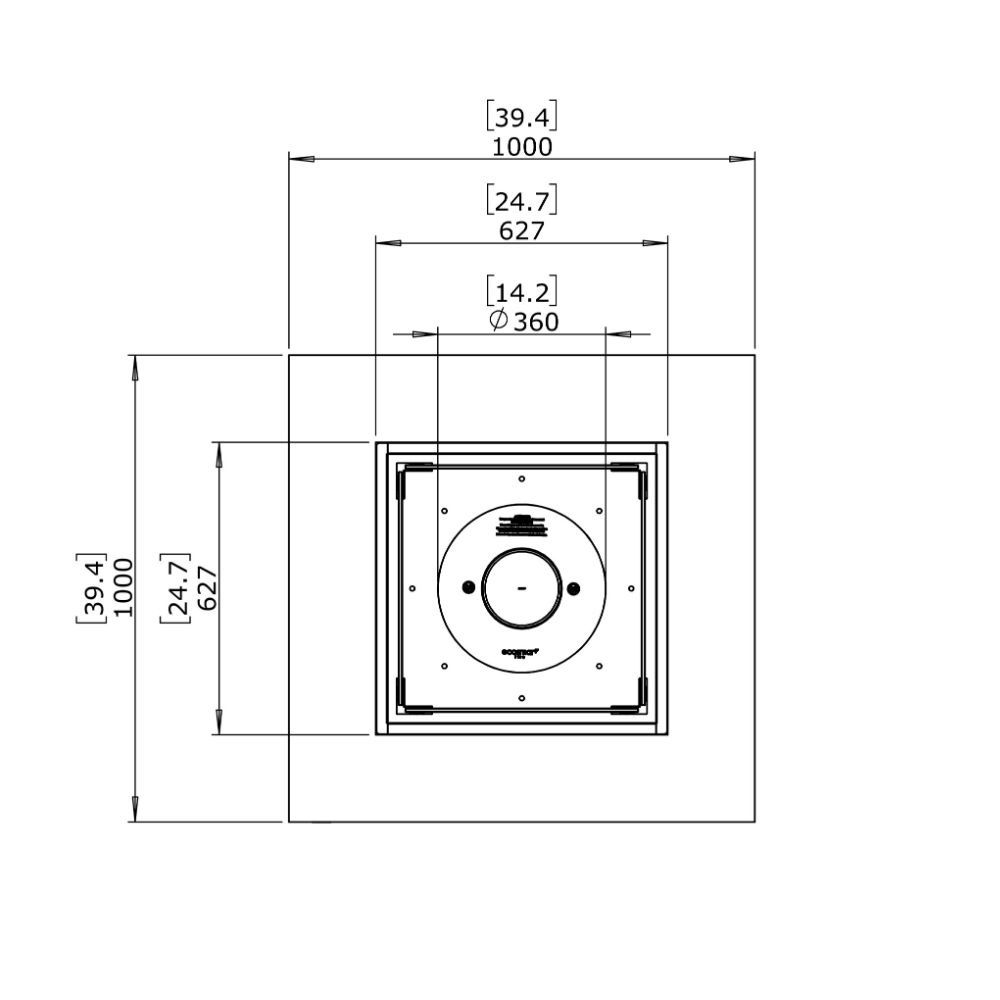 Base 40 Ethanol Fire Pit Table Technical Drawing Plan View