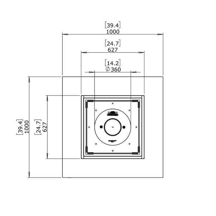 Base 40 Ethanol Fire Pit Table Technical Drawing Plan View