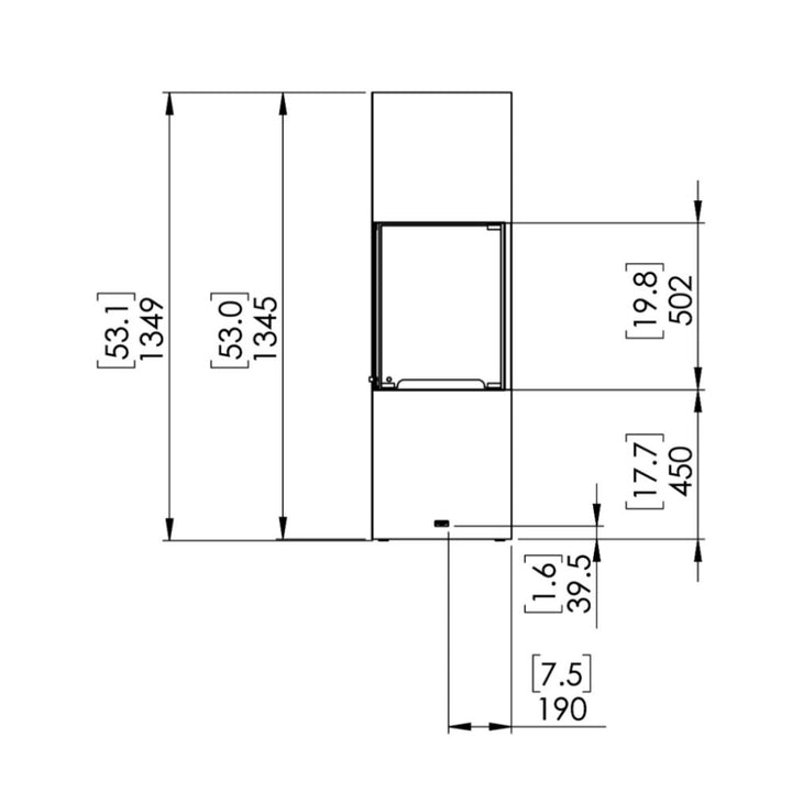 Be Ethanol Fireplace Technical Drawing Front View