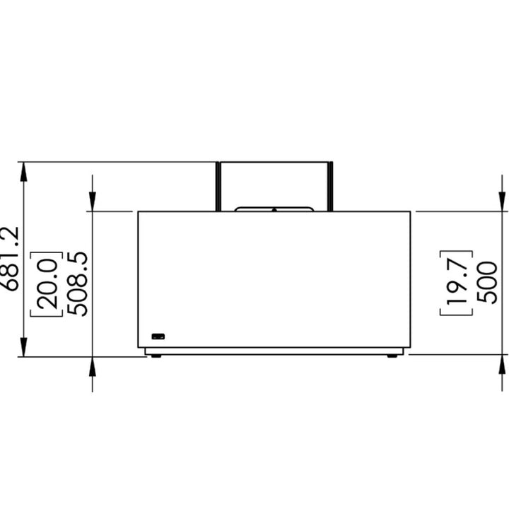 Chaser 38 Ethanol Fire Pit Table Technical Drawing Front View