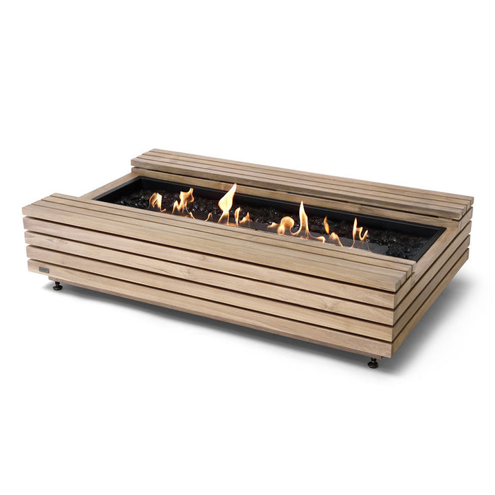 Cosmo 50 Ethanol Fire Pit Table Teak Black Burner