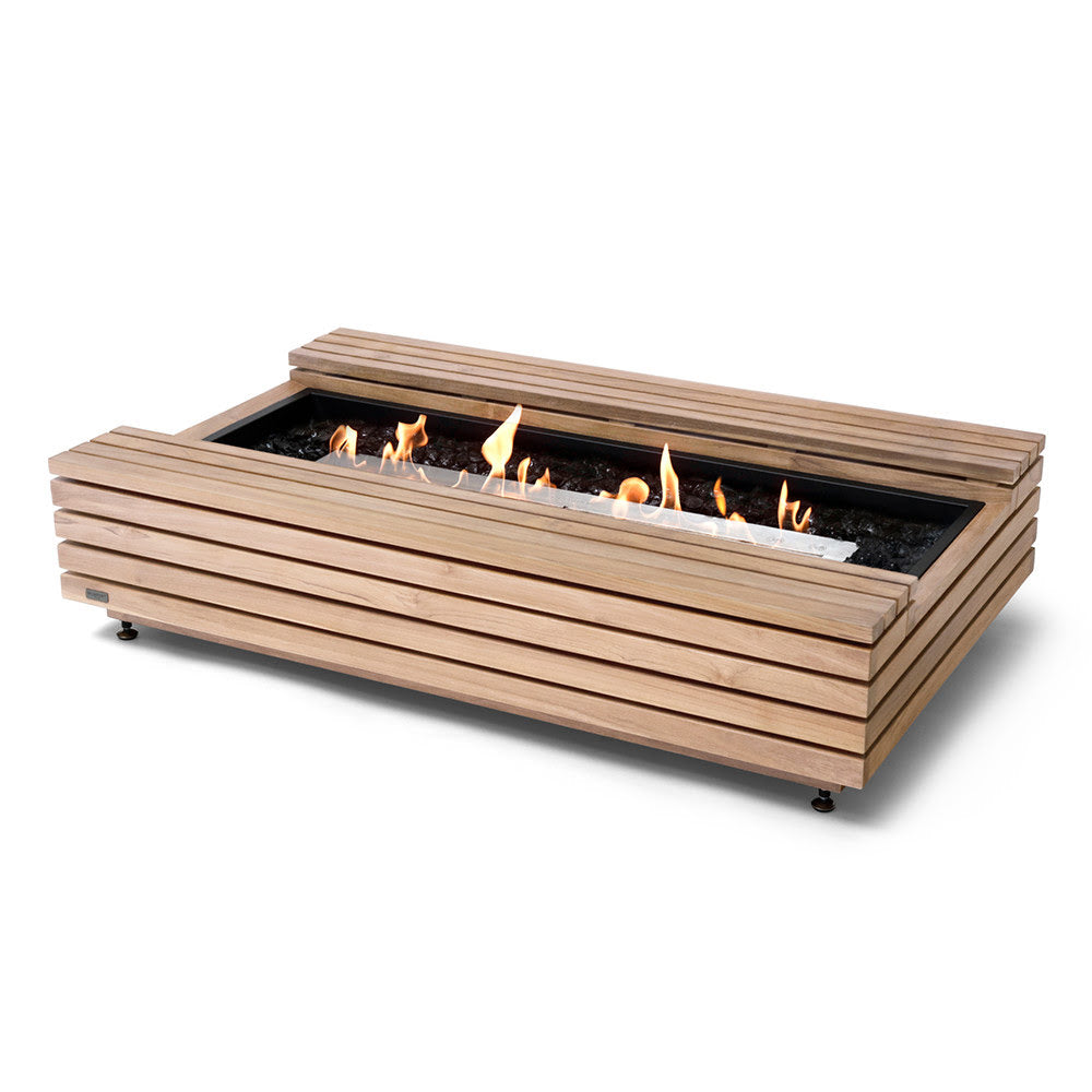 Cosmo 50 Ethanol Fire Pit Table Teak Stainless Steel Burner