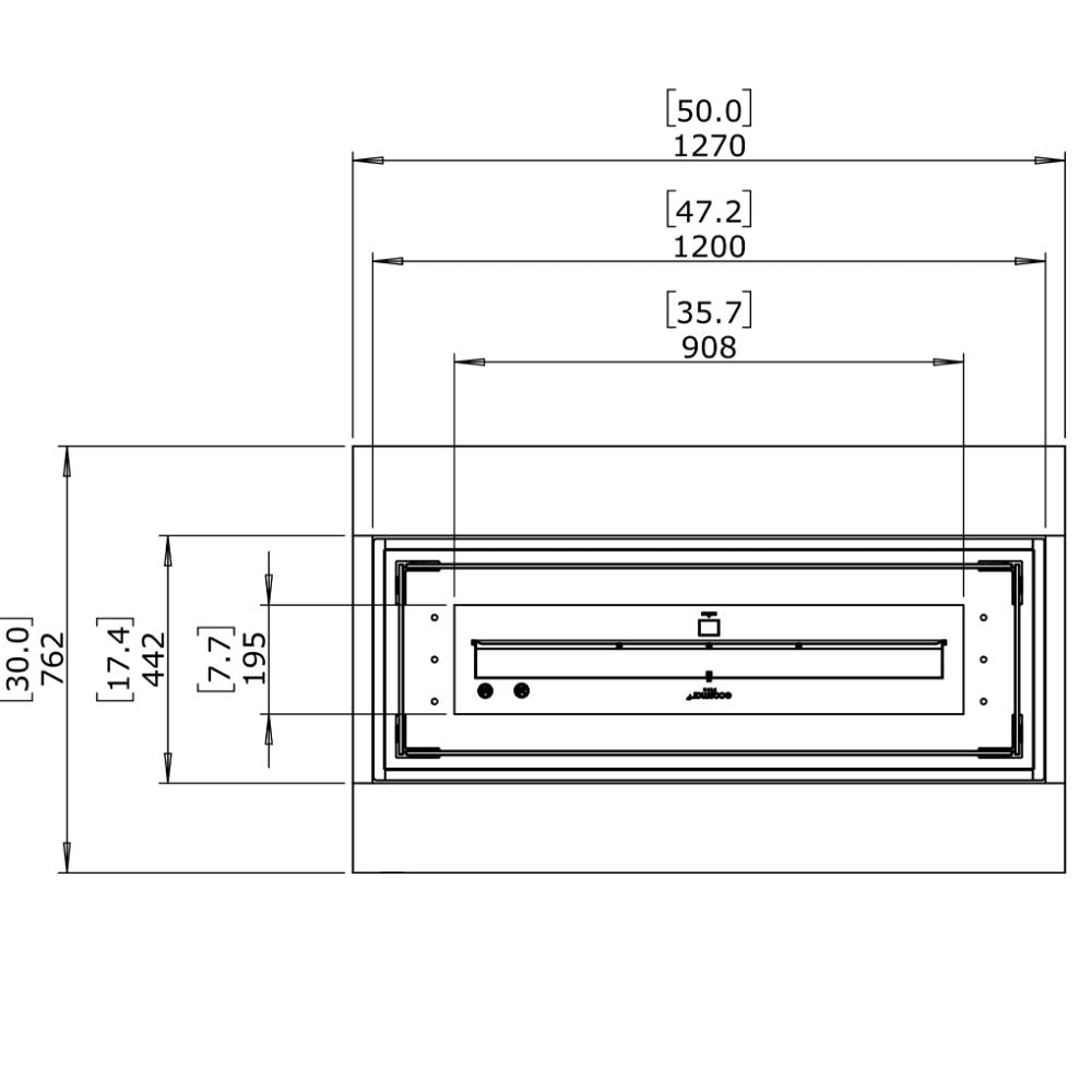 Cosmo 50 Ethanol Fire Pit Table Technical Drawing Plan View