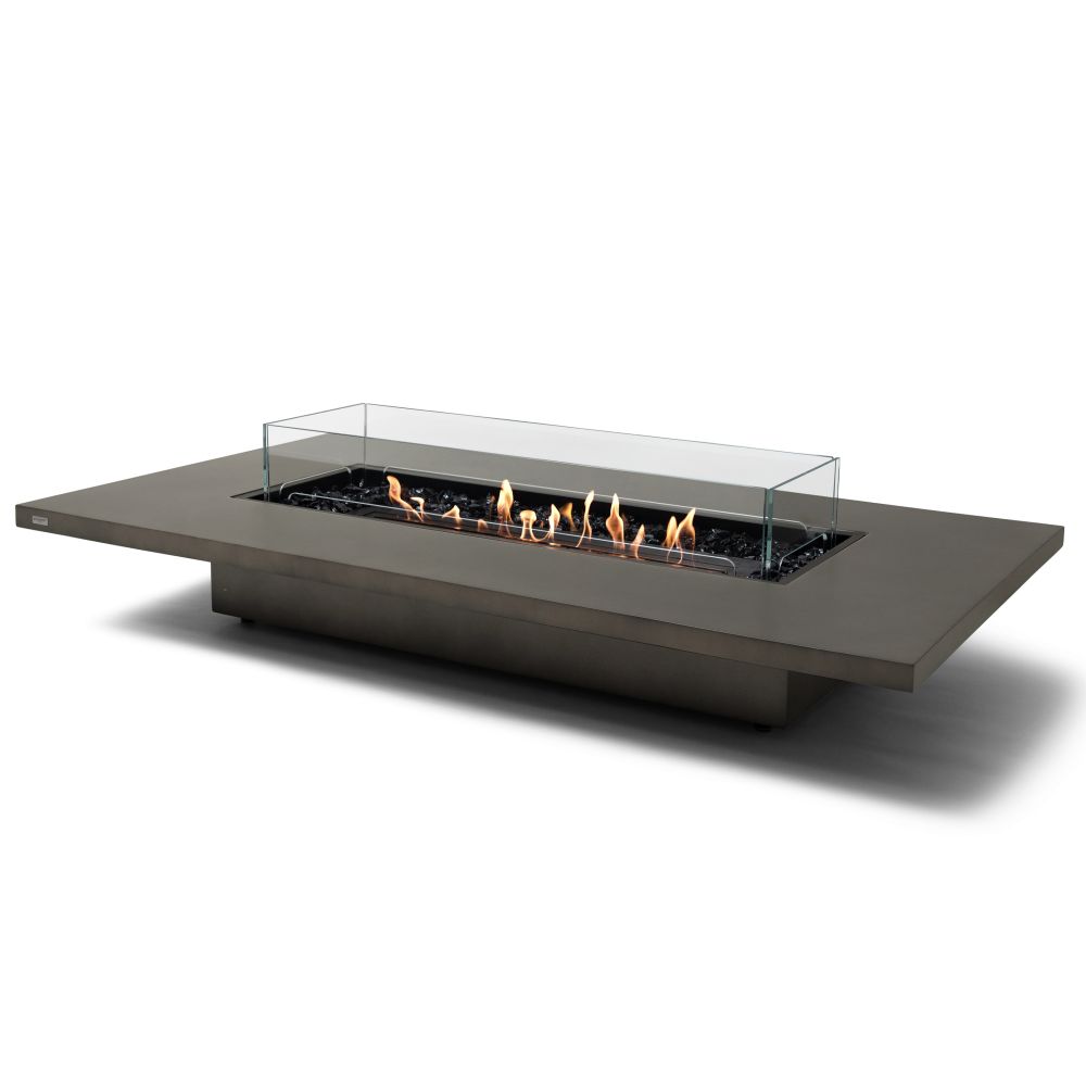 Daiquiri 70 Ethanol Fire Pit Table Natural Black Burner Screen