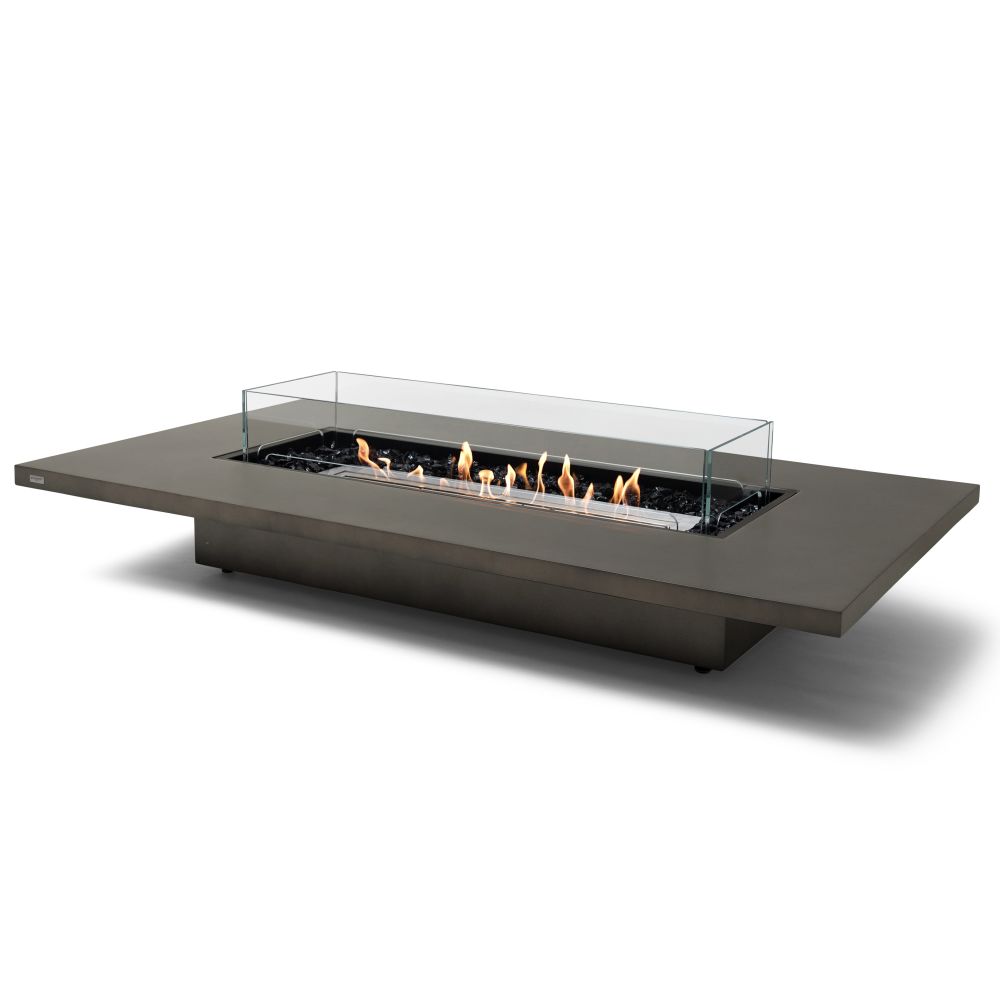 Daiquiri 70 Ethanol Fire Pit Table Natural Stainless Steel Burner Screen