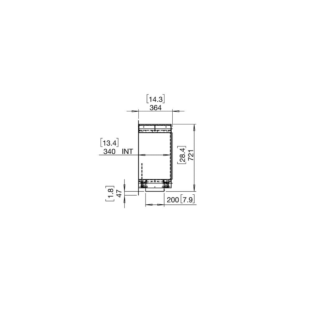 Flex 122SS Single Sided Ethanol Fireplace Insert technical drawing side