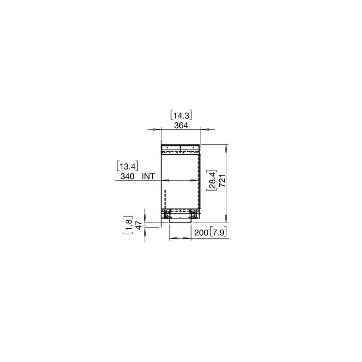 Flex 122SS Single Sided Ethanol Fireplace Insert technical drawing side