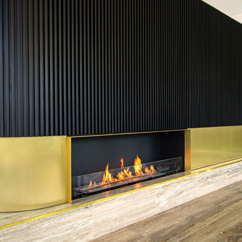 Flex 122SS Single Sided Ethanol Fireplace Insert yellow stainless steel