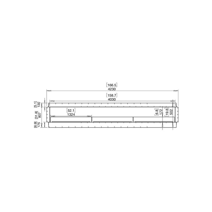 Flex 158SS Single Sided Ethanol Fireplace Insert technical drawing front