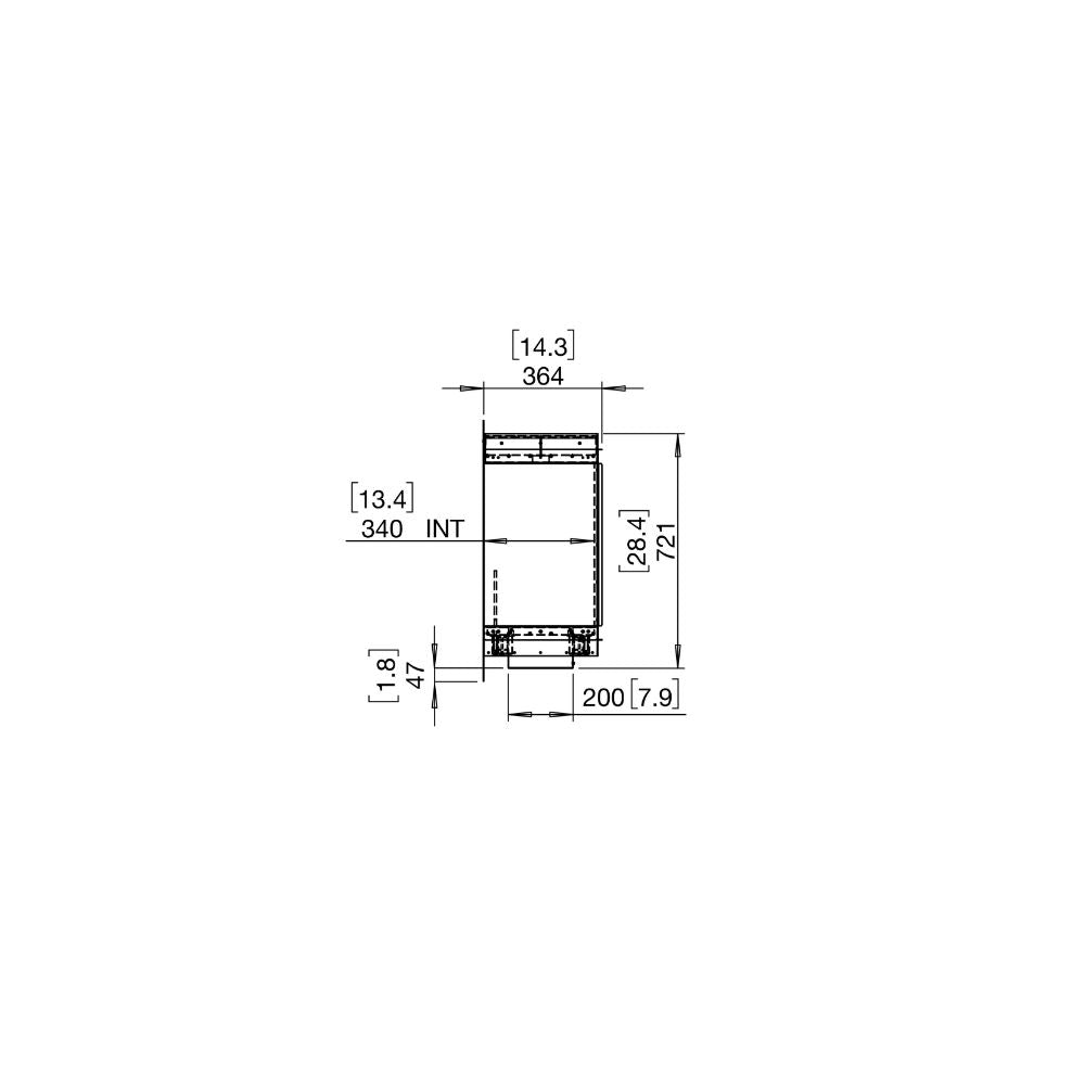 Flex 158SS Single Sided Ethanol Fireplace Insert technical drawing side