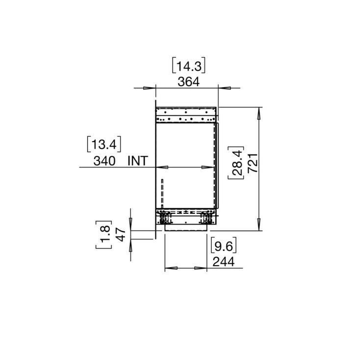 Flex 18SS Single Sided Ethanol Fireplace Insert Technical Drawing Side View