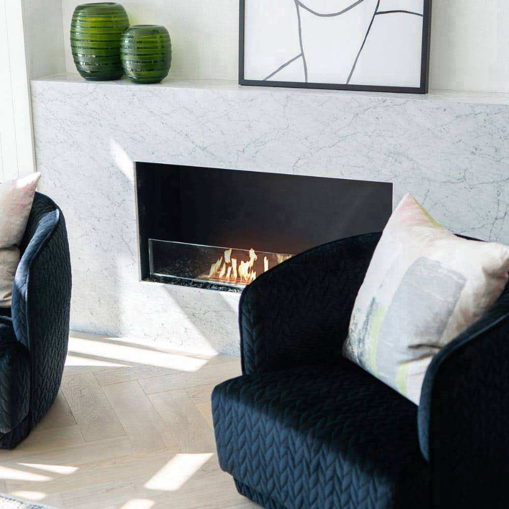 Flex 42SS Single Sided Ethanol Fireplace Insert Cosy Corner Setup