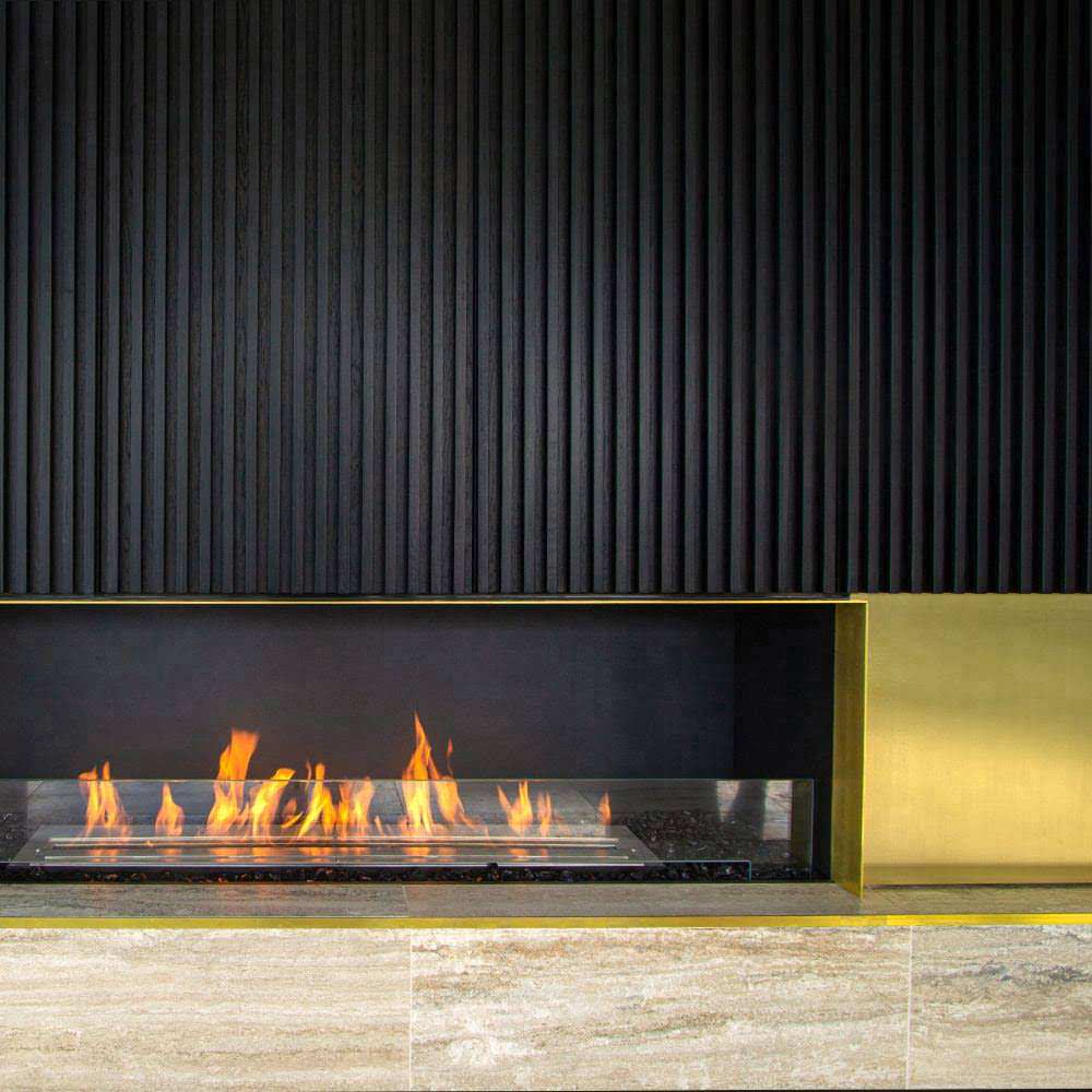 Flex 42SS Single Sided Ethanol Fireplace Insert Elegant Yellow Lighting