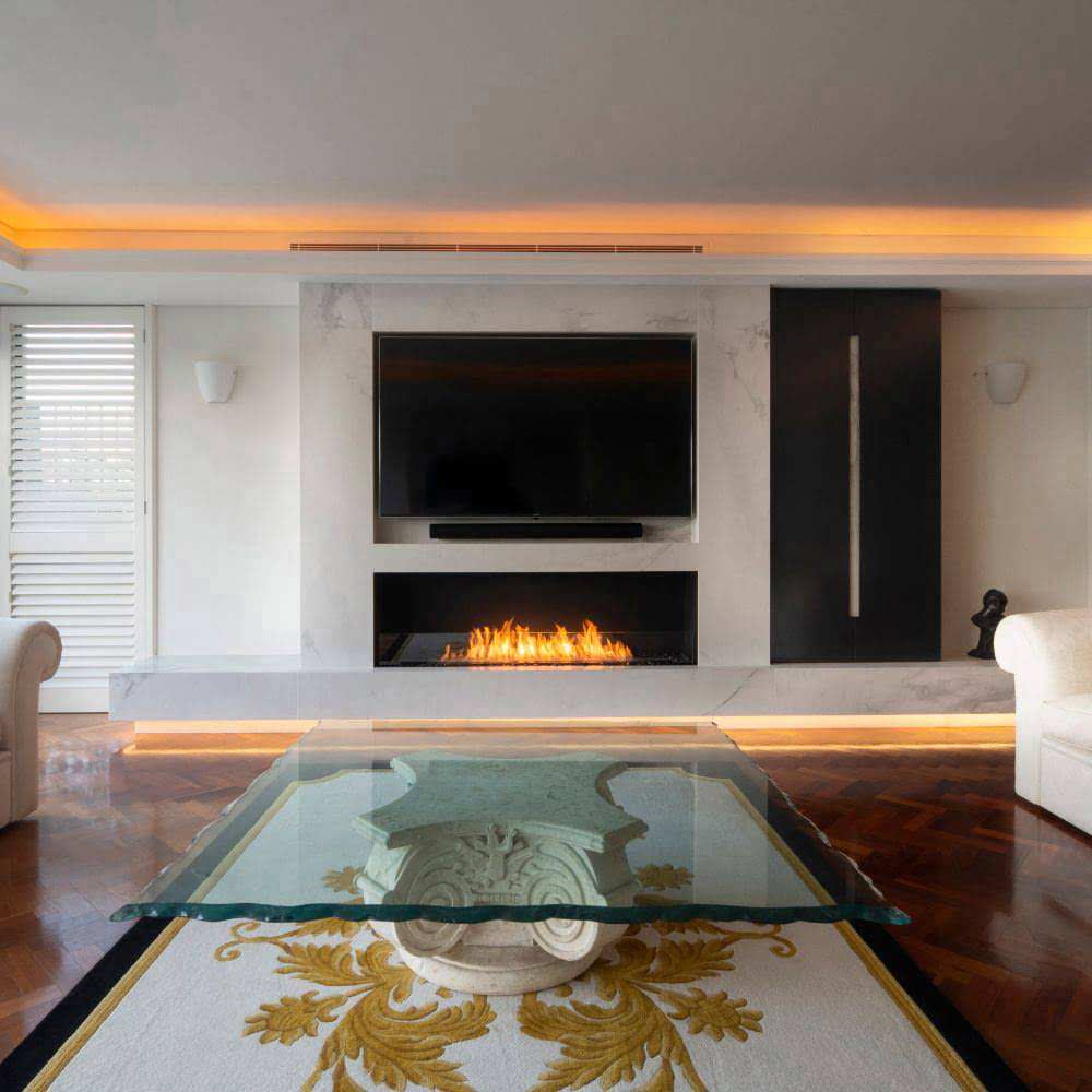 Flex 42SS Single Sided Ethanol Fireplace Insert Minimalist Living Room