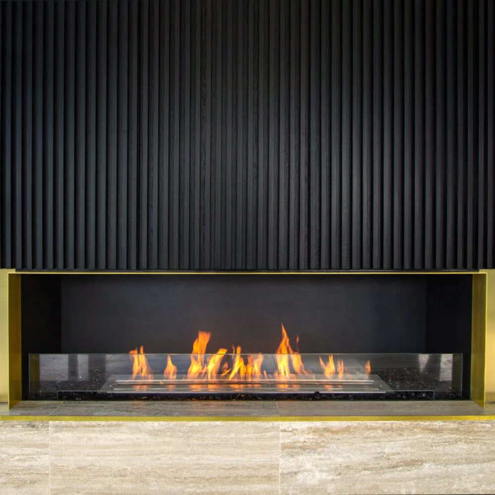 Flex 50SS Single Sided Ethanol Fireplace Insert Chic Bar Setting with Fireplace