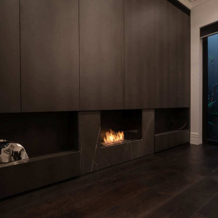 Flex 50SS Single Sided Ethanol Fireplace Insert Modern Lounge Area