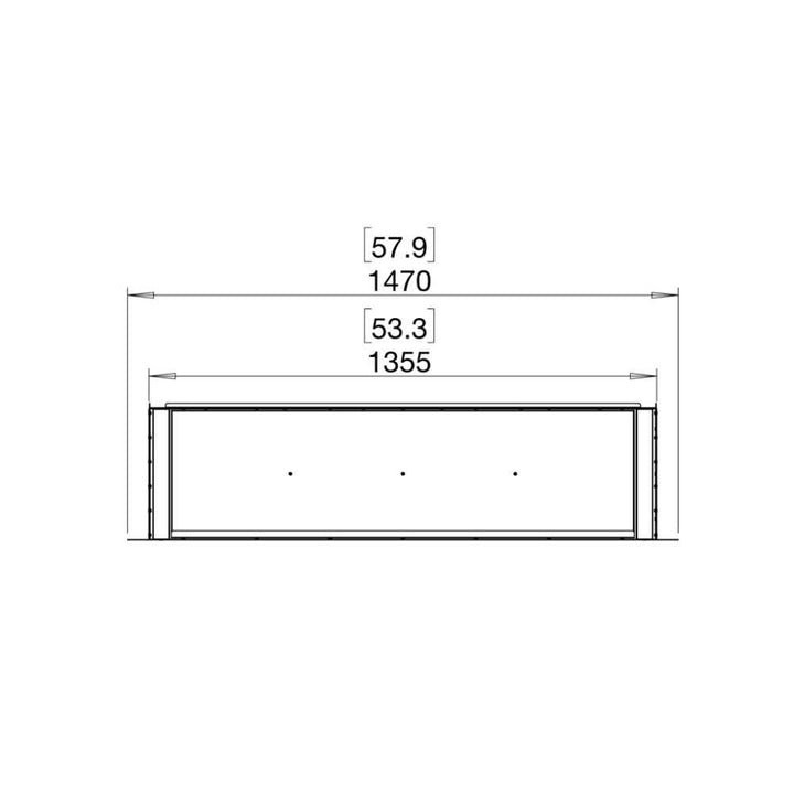 Flex 50SS Single Sided Ethanol Fireplace Insert Technical Drawing Plan View