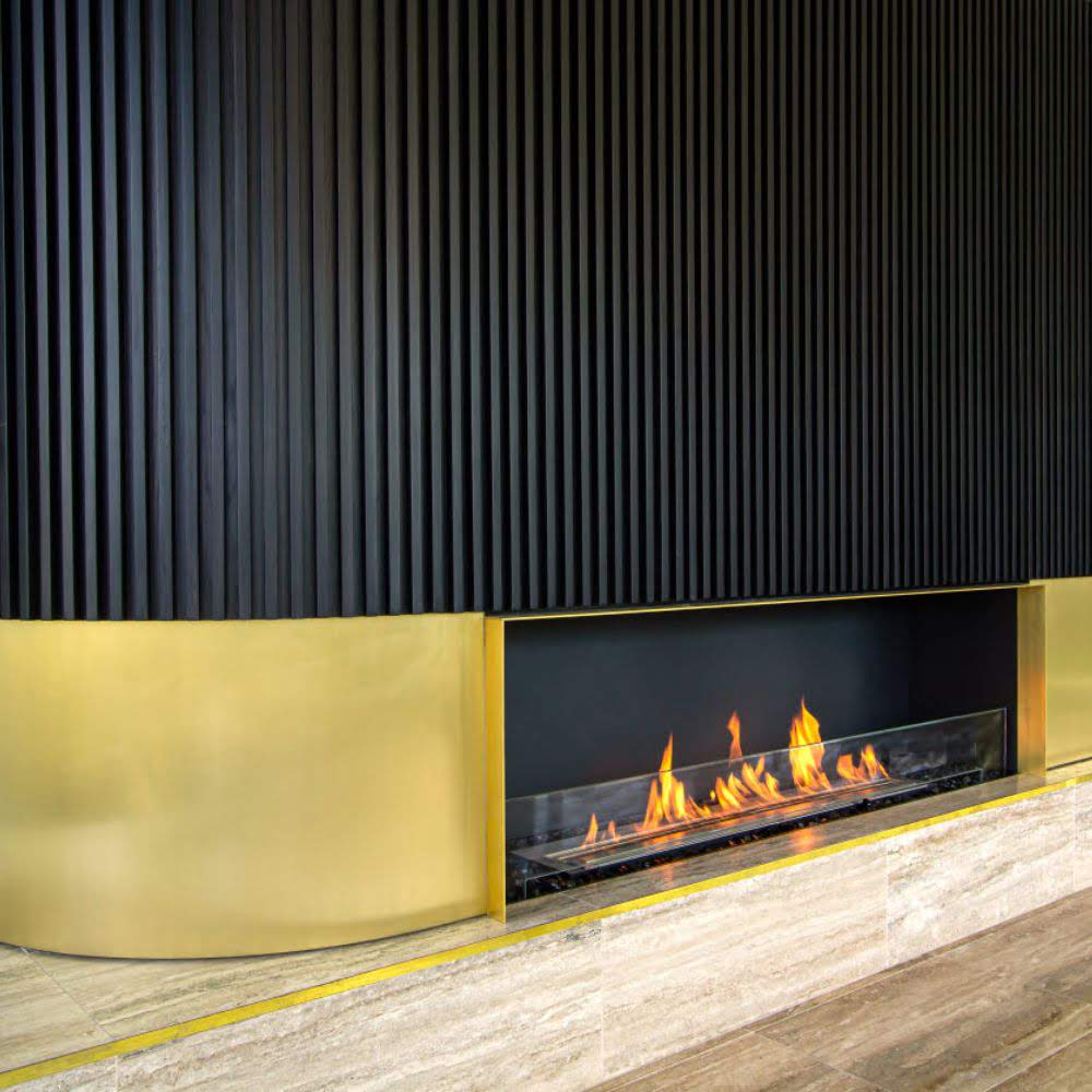 Flex 68SS Single Sided Ethanol Fireplace Insert Elegant Interior Warm Glow