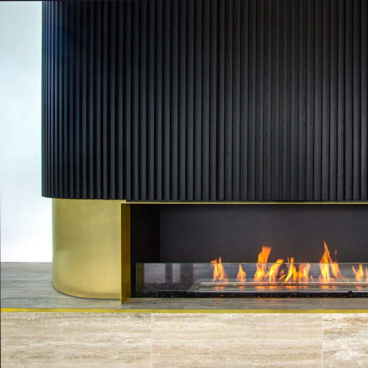 Flex 68SS Single Sided Ethanol Fireplace Insert Minimalist Setup Vibrant Flames