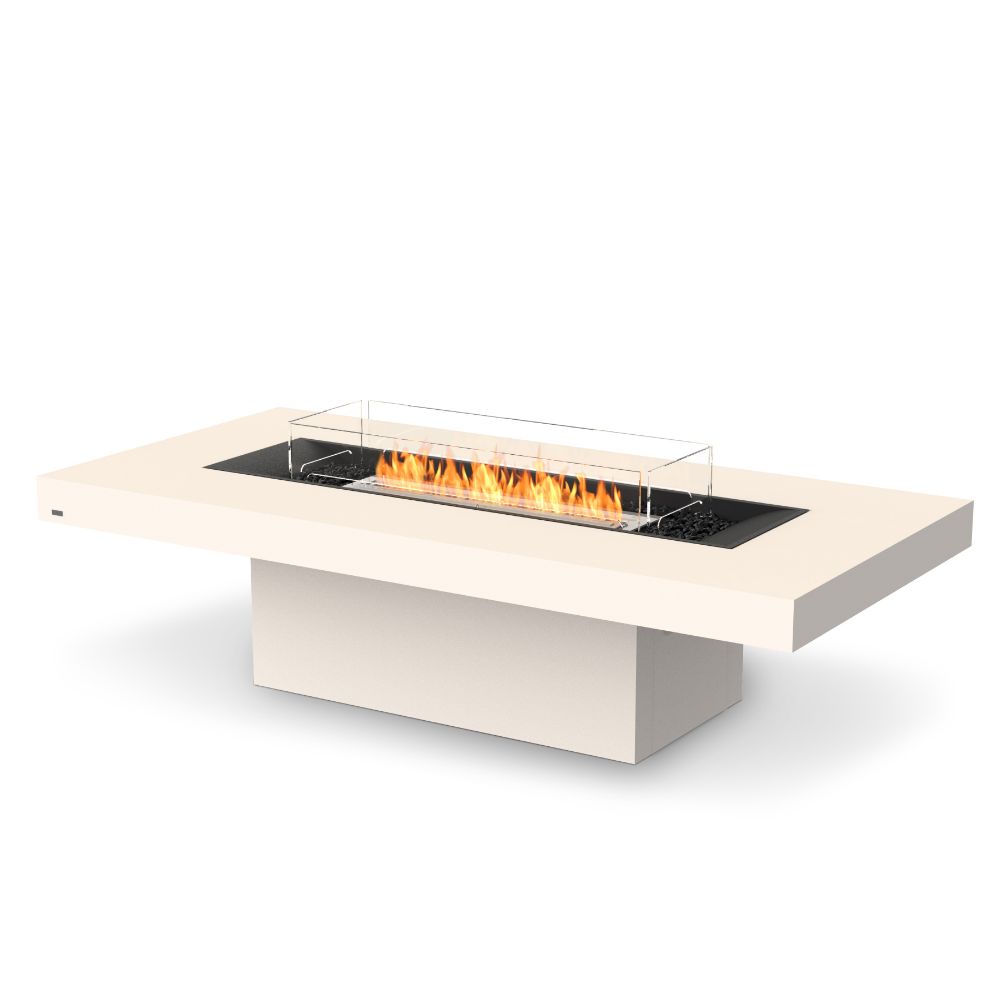 Gin 90 Chat Ethanol Fire Pit Table Bone Stainless Steel Burner Screen