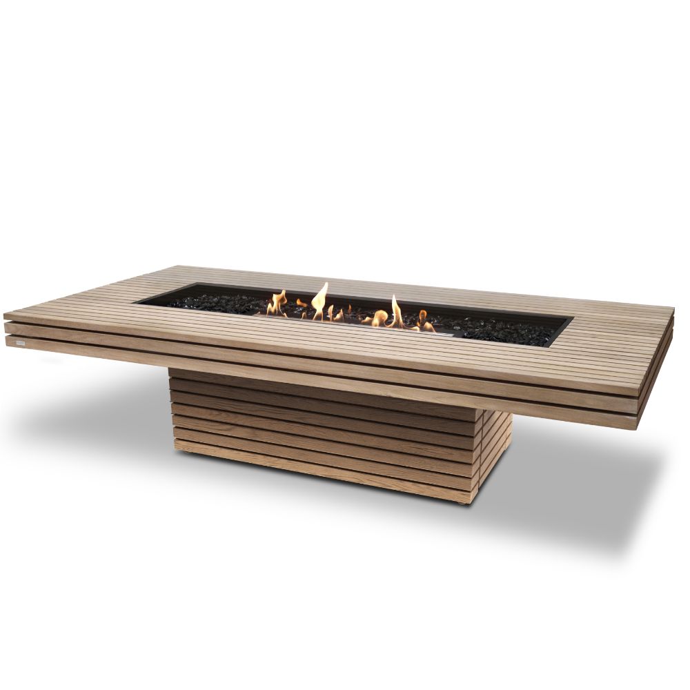 Gin 90 Chat Ethanol Fire Pit Table Teak Black Burner