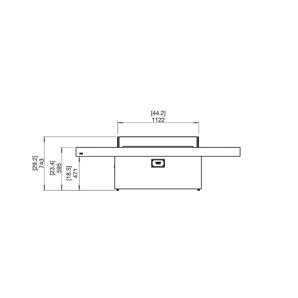 Gin 90 Chat Ethanol Fire Pit Table Technical Drawing Front View