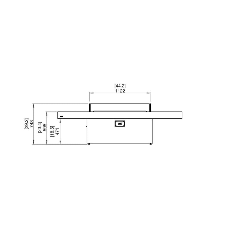 Gin 90 Chat Ethanol Fire Pit Table Technical Drawing Front View