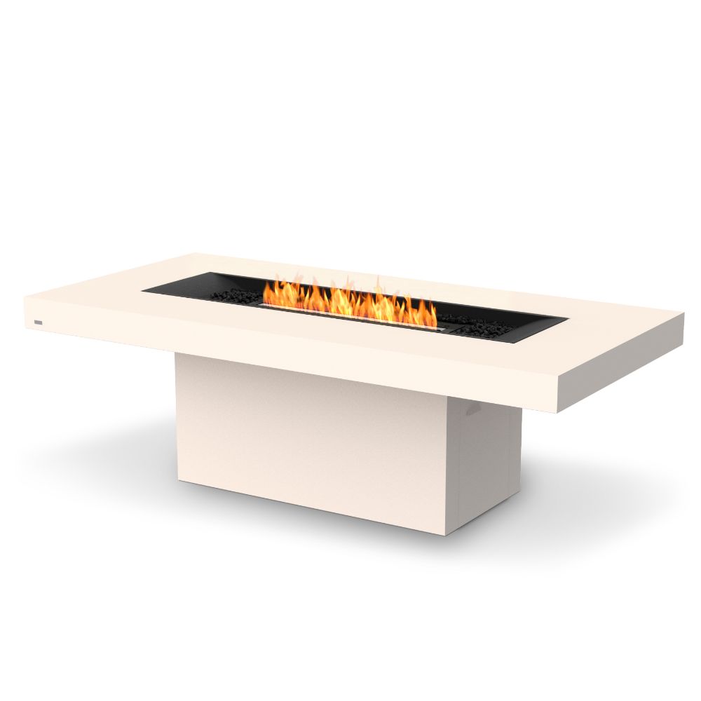 Gin 90 Dining Ethanol Fire Pit Table Bone Black Burner