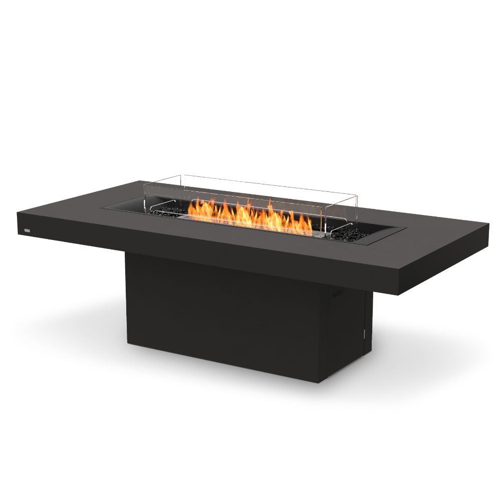 Gin 90 Dining Ethanol Fire Pit Table Graphite Stainless Steel Burner Screen