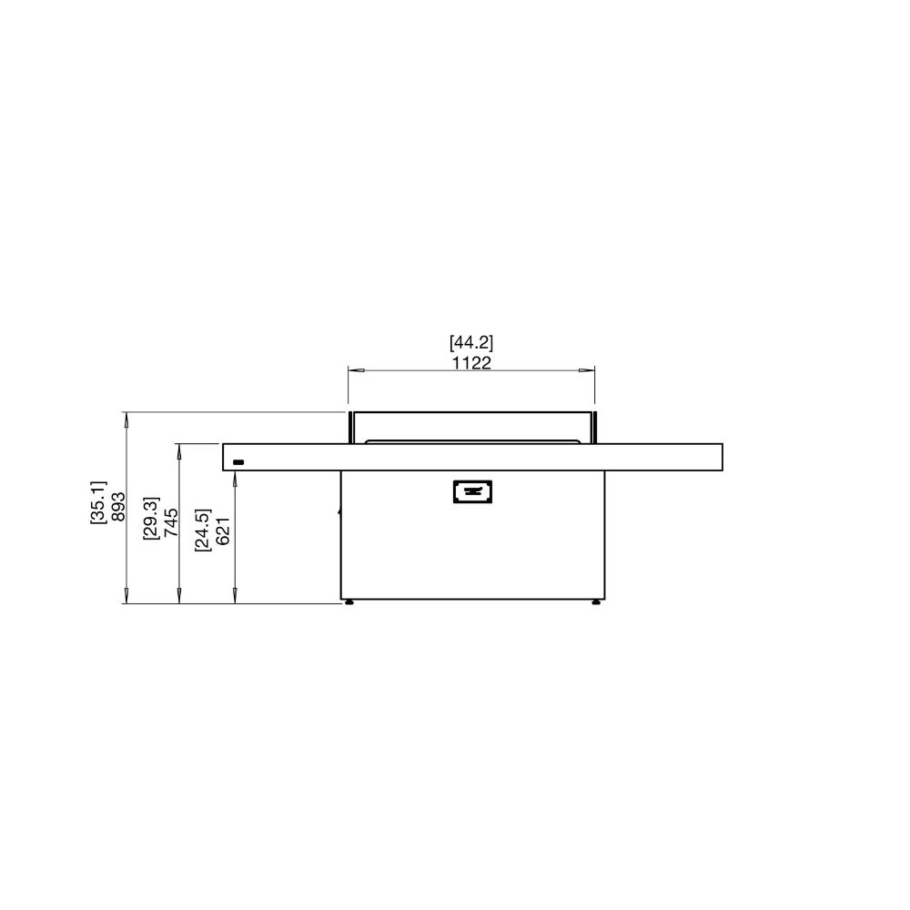 Gin 90 Dining Ethanol Fire Pit Table Technical Drawing Front View