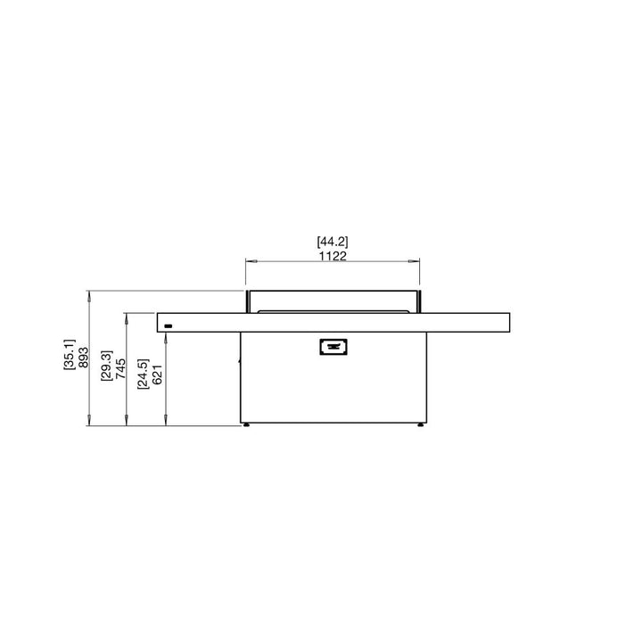 Gin 90 Dining Ethanol Fire Pit Table Technical Drawing Front View