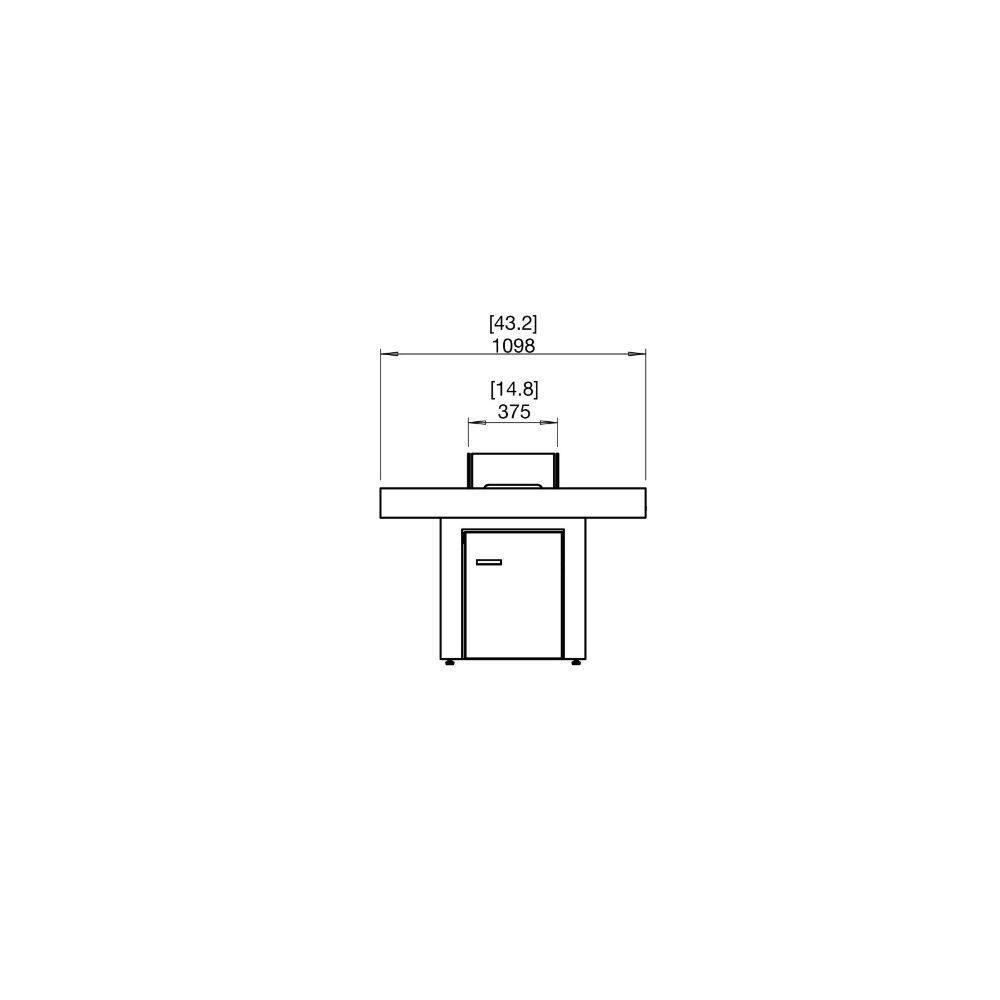 Gin 90 Dining Ethanol Fire Pit Table Technical Drawing Side View